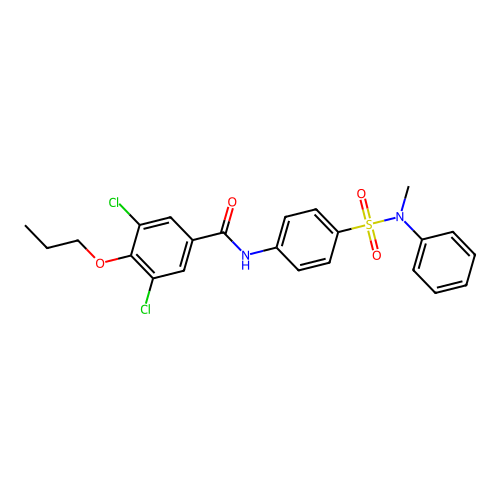 3,5-dichloro-N-[4-[methyl(phenyl)sulfamoyl]phenyl]-4-propoxybenzamide structure