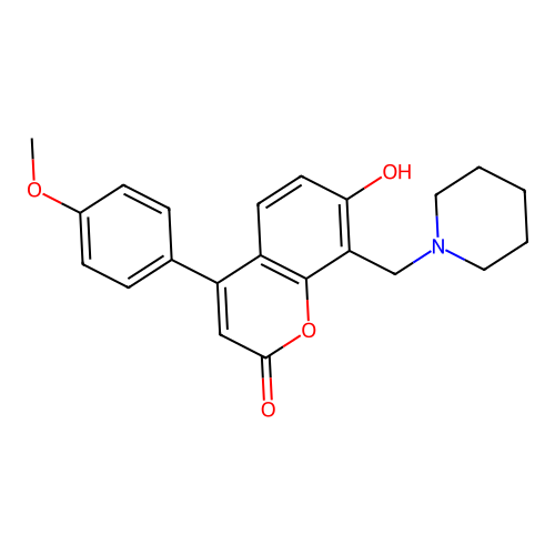 7-hydroxy-4-(4-methoxyphenyl)-8-(piperidin-1-ylmethyl)-2H-chromen-2-one structure