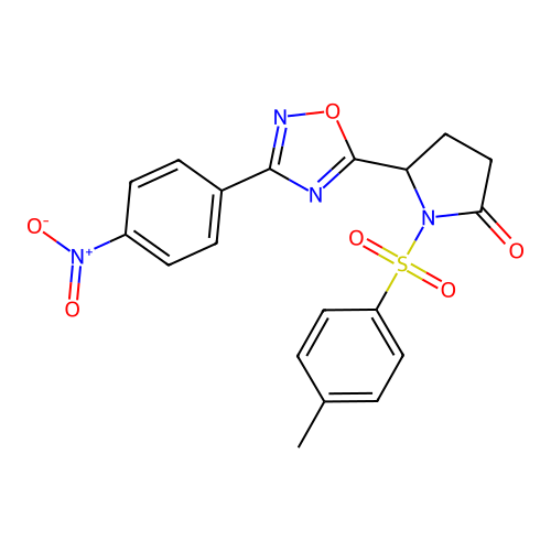 1-(4-methylphenyl)sulfonyl-5-[3-(4-nitrophenyl)-1,2,4-oxadiazol-5-yl]pyrrolidin-2-one structure