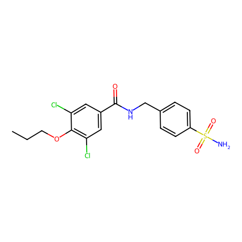 3,5-dichloro-4-propoxy-N-[(4-sulfamoylphenyl)methyl]benzamide structure
