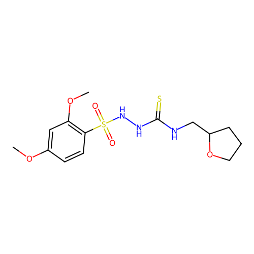 1-[(2,4-Dimethoxyphenyl)sulfonylamino]-3-(oxolan-2-ylmethyl)thiourea structure
