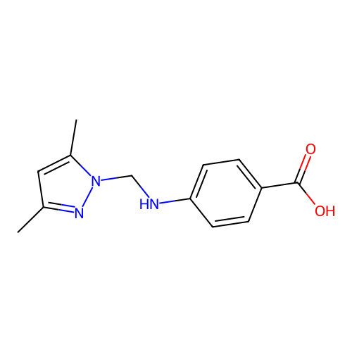 Benzoic acid, 4-[[(3,5-dimethyl-1H-pyrazol-1-yl)methyl]amino]- structure