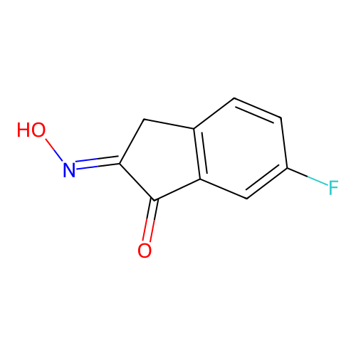 (2E)-6-fluoro-2-hydroxyimino-3H-inden-1-one structure