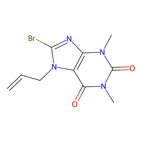 8-bromo-1,3-dimethyl-7-(prop-2-en-1-yl)-2,3,6,7-tetrahydro-1H-purine-2,6-dione structure