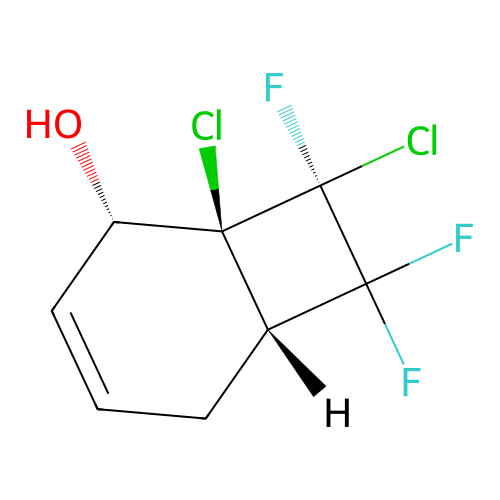 (1S,2S,6S,8S)-1,8-dichloro-7,7,8-trifluorobicyclo[4.2.0]oct-3-en-2-ol structure