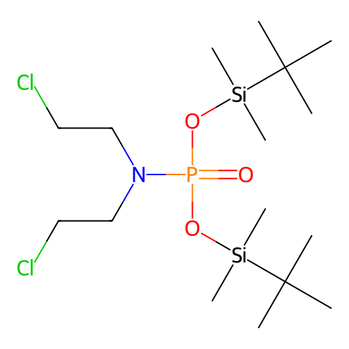 N-bis[[tert-butyl(dimethyl)silyl]oxy]phosphoryl-2-chloro-N-(2-chloroethyl)ethanamine structure