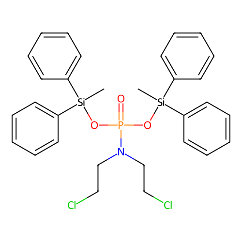 N-bis[[methyl(diphenyl)silyl]oxy]phosphoryl-2-chloro-N-(2-chloroethyl)ethanamine structure