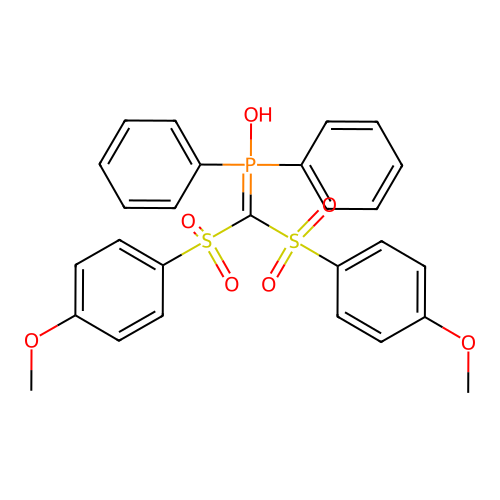 (Bis((4-methoxyphenyl)sulfonyl)methylene)(hydroxy)diphenylphosphorane structure
