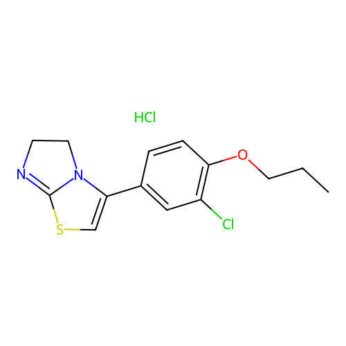 Imidazo(2,1-b)thiazole, 5,6-dihydro-3-(3-chloro-4-propoxyphenyl)-, monohydrochloride structure