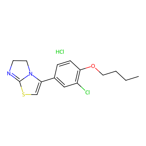 Imidazo(2,1-b)thiazole, 5,6-dihydro-3-(4-butoxy-3-chlorophenyl)-, monohydrochloride structure