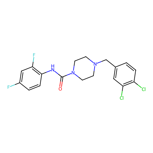 4-[(3,4-dichlorophenyl)methyl]-N-(2,4-difluorophenyl)piperazine-1-carboxamide structure