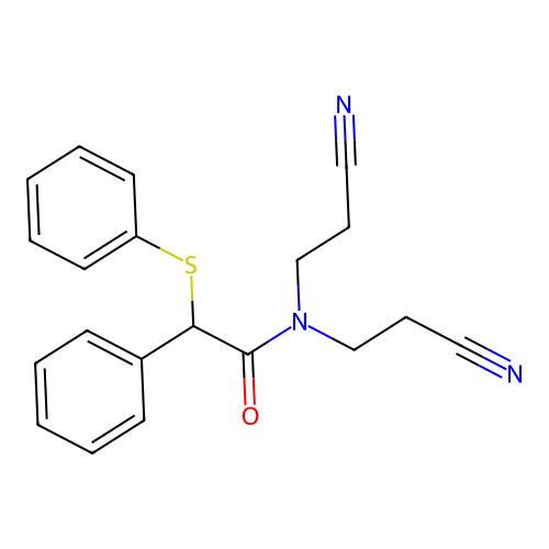 N,N-bis(2-cyanoethyl)-2-phenyl-2-(phenylsulfanyl)acetamide structure