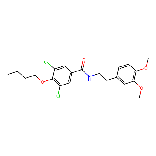 4-butoxy-3,5-dichloro-N-[2-(3,4-dimethoxyphenyl)ethyl]benzamide structure