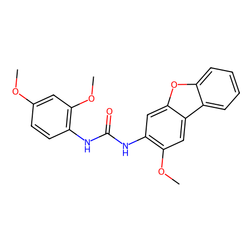 1-(2,4-Dimethoxyphenyl)-3-(2-methoxydibenzofuran-3-yl)urea structure