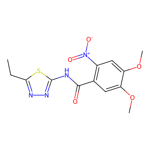 N-(5-ethyl-1,3,4-thiadiazol-2-yl)-4,5-dimethoxy-2-nitrobenzamide structure