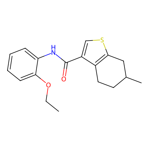 N-(2-ethoxyphenyl)-6-methyl-4,5,6,7-tetrahydro-1-benzothiophene-3-carboxamide structure