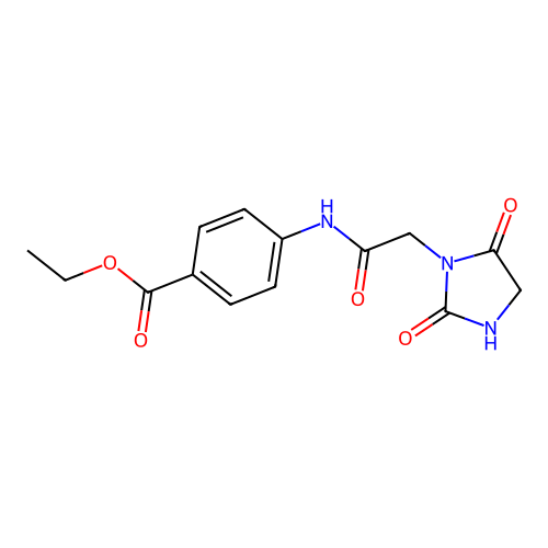 Ethyl 4-{[(2,5-dioxo-1-imidazolidinyl)acetyl]amino}benzoate structure