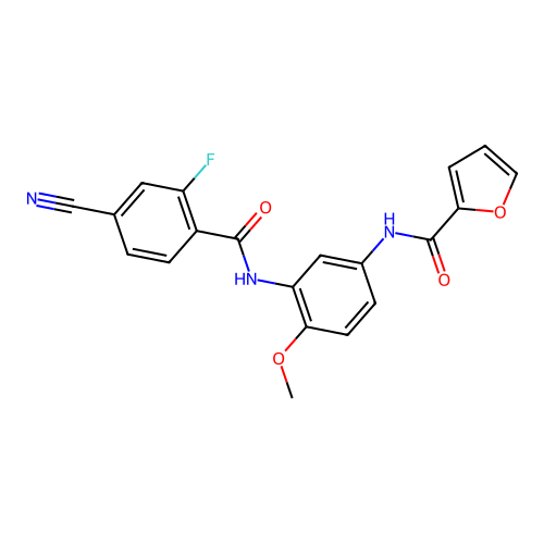 N-[3-[(4-cyano-2-fluorobenzoyl)amino]-4-methoxyphenyl]furan-2-carboxamide structure