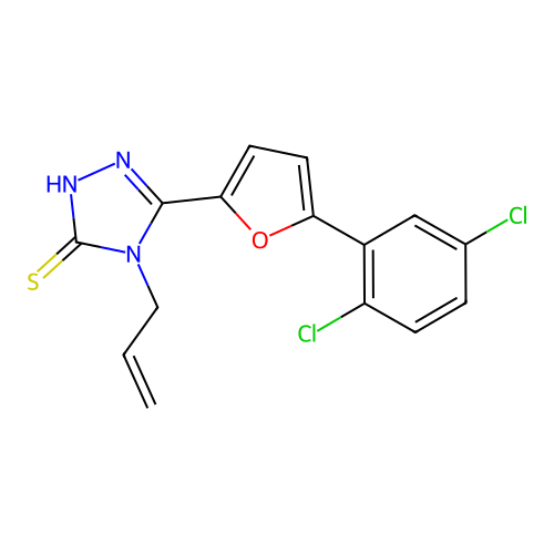 3-[5-(2,5-dichlorophenyl)furan-2-yl]-4-prop-2-enyl-1H-1,2,4-triazole-5-thione structure