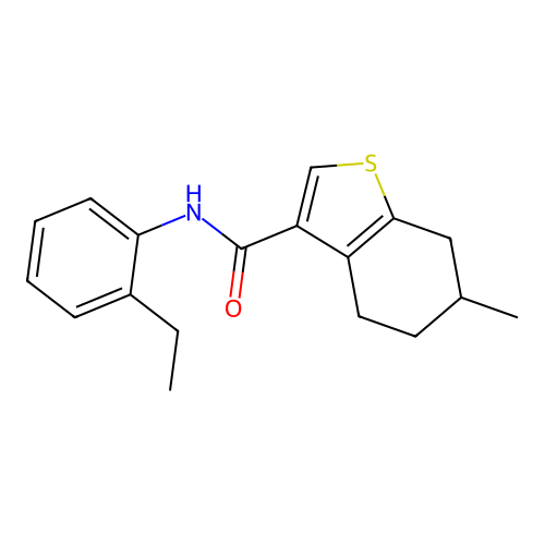 N-(2-ethylphenyl)-6-methyl-4,5,6,7-tetrahydro-1-benzothiophene-3-carboxamide structure
