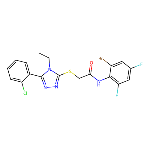 C18H14BrClF2N4OS structure