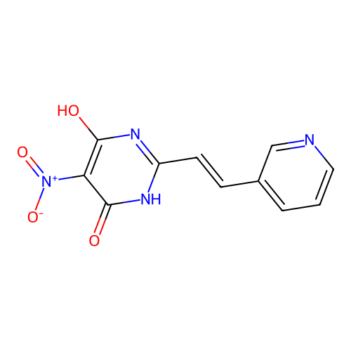 5-nitro-2-[(E)-2-(pyridin-3-yl)ethenyl]pyrimidine-4,6-diol structure