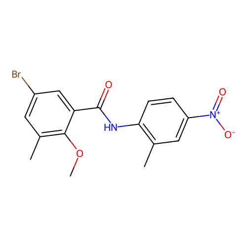 5-bromo-2-methoxy-3-methyl-N-(2-methyl-4-nitrophenyl)benzamide structure
