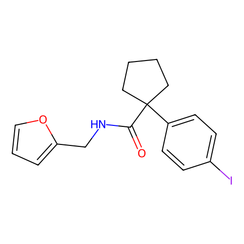 N-(furan-2-ylmethyl)-1-(4-iodophenyl)cyclopentanecarboxamide structure