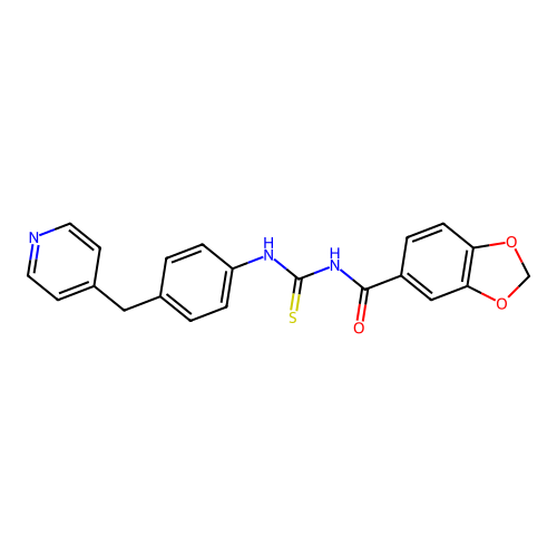 N-[[4-(pyridin-4-ylmethyl)phenyl]carbamothioyl]-1,3-benzodioxole-5-carboxamide structure
