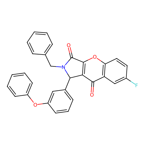 2-benzyl-7-fluoro-1-(3-phenoxyphenyl)-1H-chromeno[2,3-c]pyrrole-3,9-dione structure