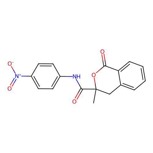 3-methyl-N-(4-nitrophenyl)-1-oxo-4H-isochromene-3-carboxamide structure