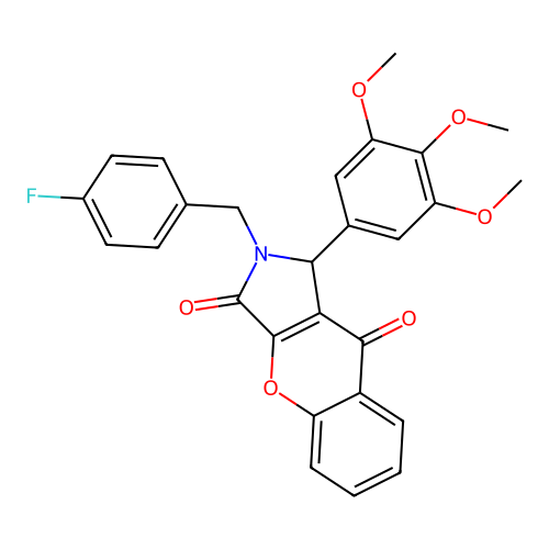 2-(4-fluorobenzyl)-1-(3,4,5-trimethoxyphenyl)-1,2-dihydrochromeno[2,3-c]pyrrole-3,9-dione structure