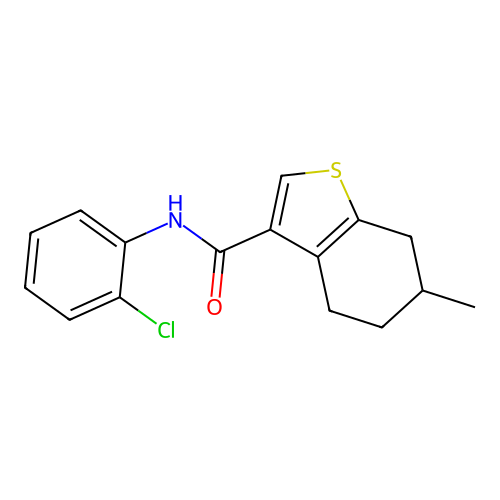 N-(2-chlorophenyl)-6-methyl-4,5,6,7-tetrahydro-1-benzothiophene-3-carboxamide structure