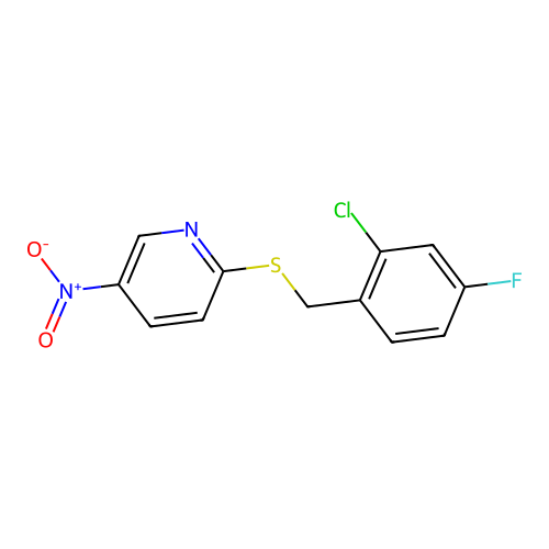 2-[(2-Chloro-4-fluorophenyl)methylsulfanyl]-5-nitropyridine structure