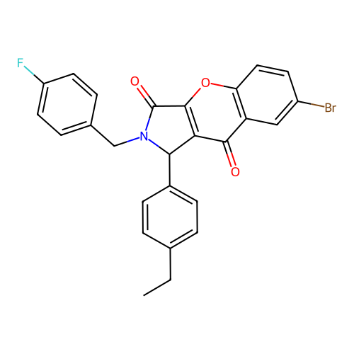 7-bromo-1-(4-ethylphenyl)-2-[(4-fluorophenyl)methyl]-1H-chromeno[2,3-c]pyrrole-3,9-dione structure