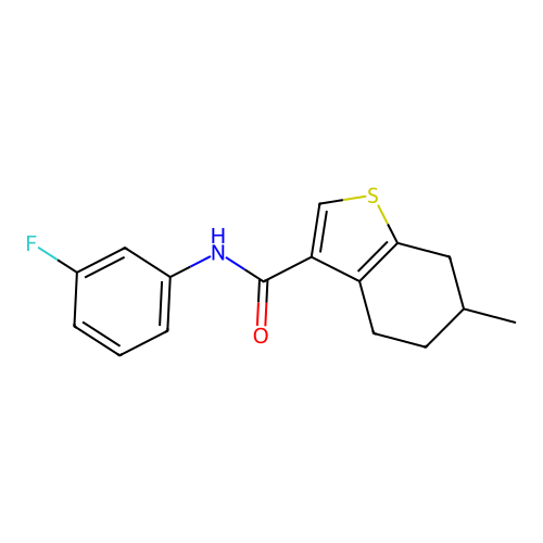 N-(3-fluorophenyl)-6-methyl-4,5,6,7-tetrahydro-1-benzothiophene-3-carboxamide structure