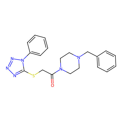 1-(4-Benzylpiperazin-1-yl)-2-(1-phenyltetrazol-5-yl)sulfanylethanone structure