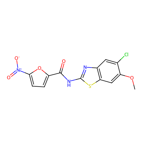 N-(5-chloro-6-methoxy-1,3-benzothiazol-2-yl)-5-nitrofuran-2-carboxamide structure