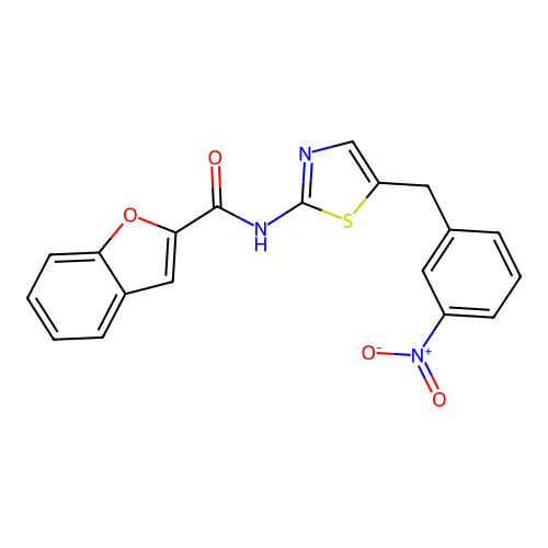 N-[5-[(3-nitrophenyl)methyl]-1,3-thiazol-2-yl]-1-benzofuran-2-carboxamide structure
