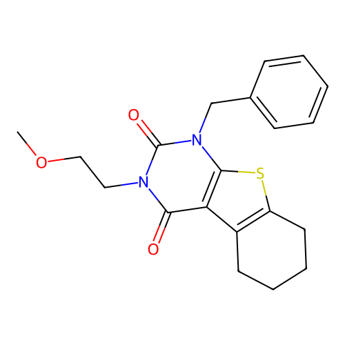 1-benzyl-3-(2-methoxyethyl)-5,6,7,8-tetrahydro-[1]benzothiolo[2,3-d]pyrimidine-2,4-dione structure