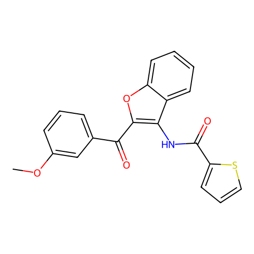N-[2-(3-methoxybenzoyl)-1-benzofuran-3-yl]thiophene-2-carboxamide structure