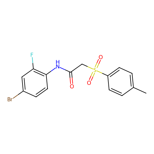 N-(4-bromo-2-fluorophenyl)-2-(4-methylphenyl)sulfonylacetamide structure