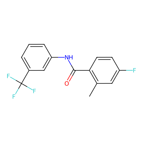 4-fluoro-2-methyl-N-[3-(trifluoromethyl)phenyl]benzamide structure