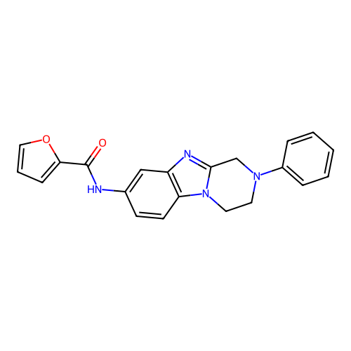 N-(2-phenyl-1,2,3,4-tetrahydropyrazino[1,2-a]benzimidazol-8-yl)-2-furamide structure