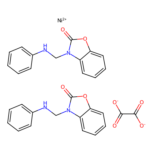Nickel, (ethanedioato(2-)-O,O')bis(3-((phenylamino)methyl)-2(3H)-benzoxazolone-N(sup N(sup 3),O(sup 2))- structure