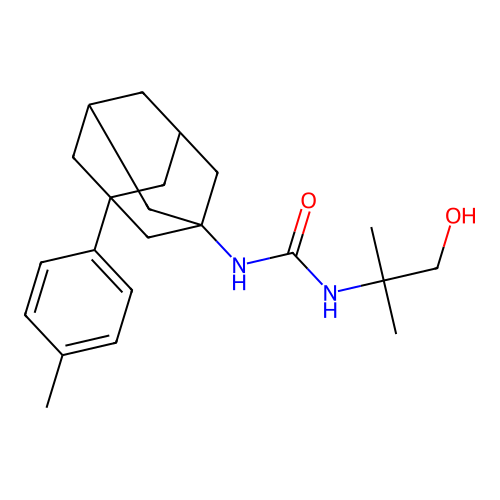 N-(2-hydroxy-1,1-dimethylethyl)-N'-[3-(4-methylphenyl)-1-adamantyl]urea structure