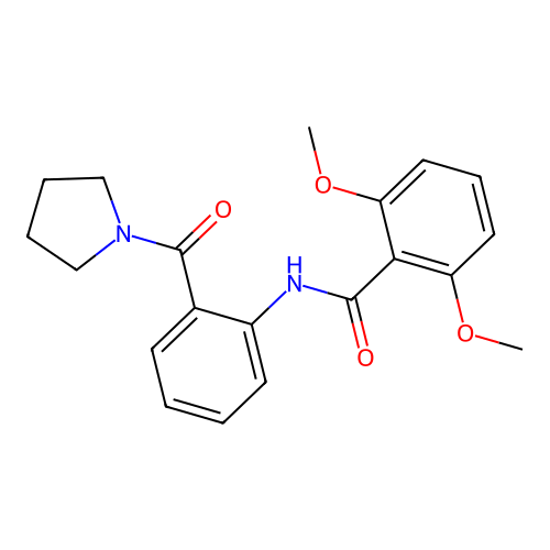 2,6-dimethoxy-N-[2-(pyrrolidine-1-carbonyl)phenyl]benzamide structure