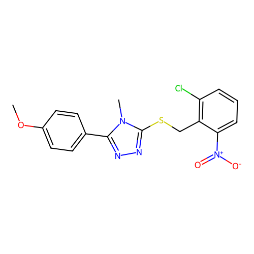 3-[(2-chloro-6-nitrophenyl)methylsulfanyl]-5-(4-methoxyphenyl)-4-methyl-1,2,4-triazole structure