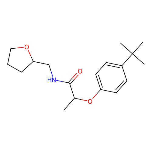 2-(4-tert-butylphenoxy)-N-(oxolan-2-ylmethyl)propanamide structure