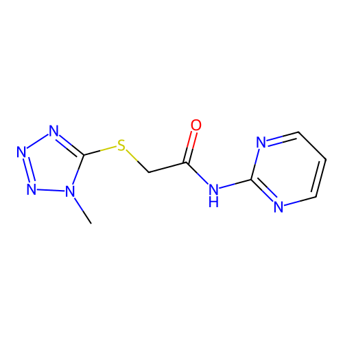 2-(1-methyltetrazol-5-yl)sulfanyl-N-pyrimidin-2-ylacetamide structure